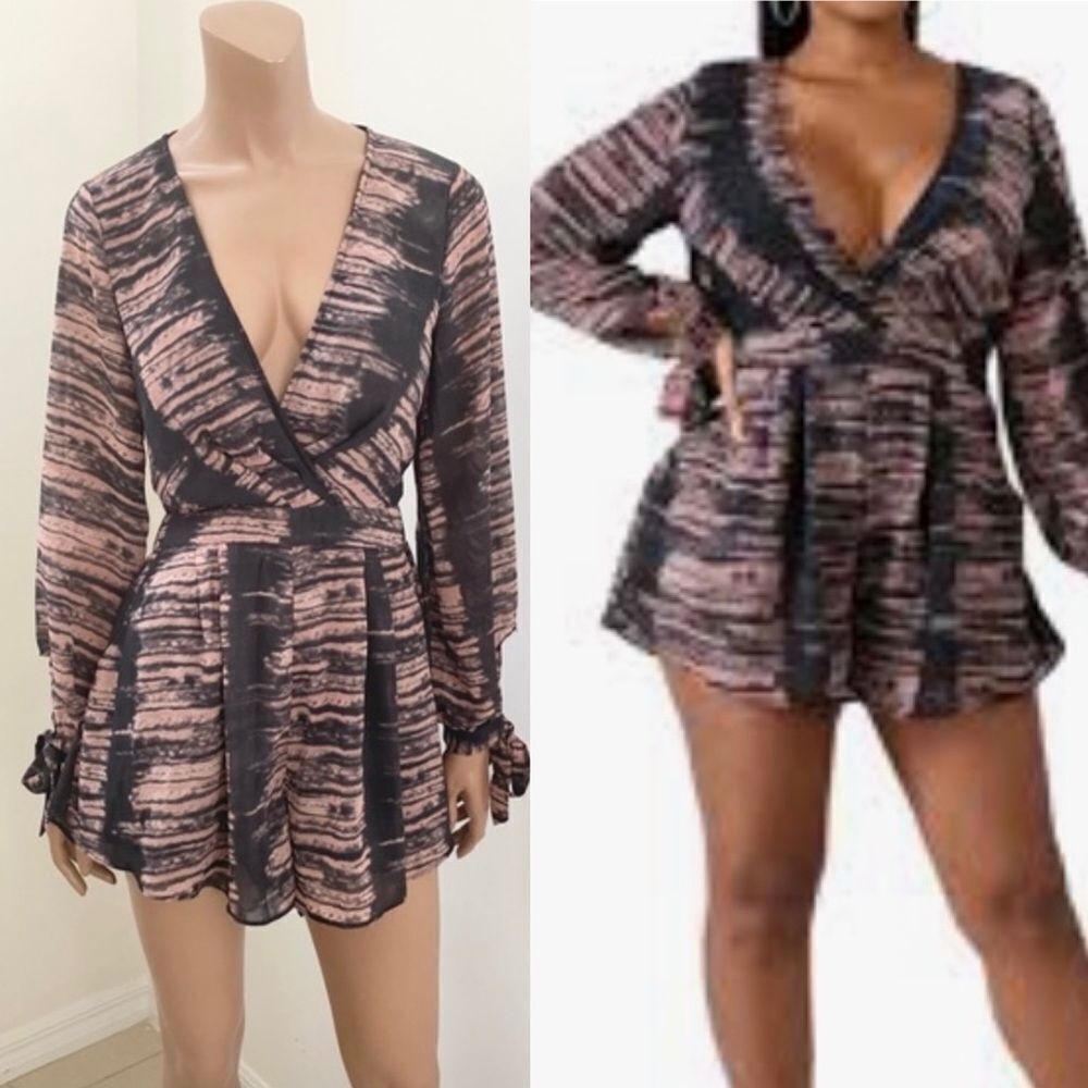 Meek Romper Oink Black Tie Dye Open back Romper M